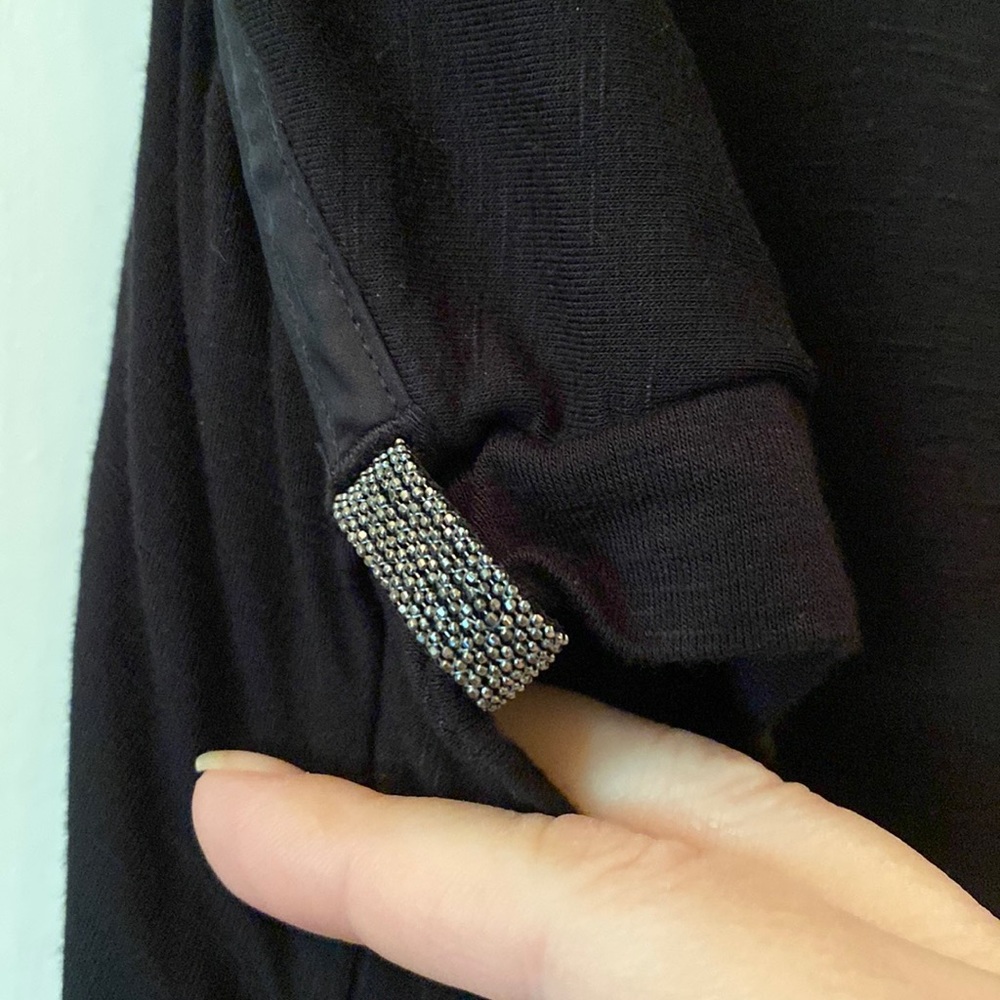 WHBM black ball chain tee sz L - Picture 4 of 4